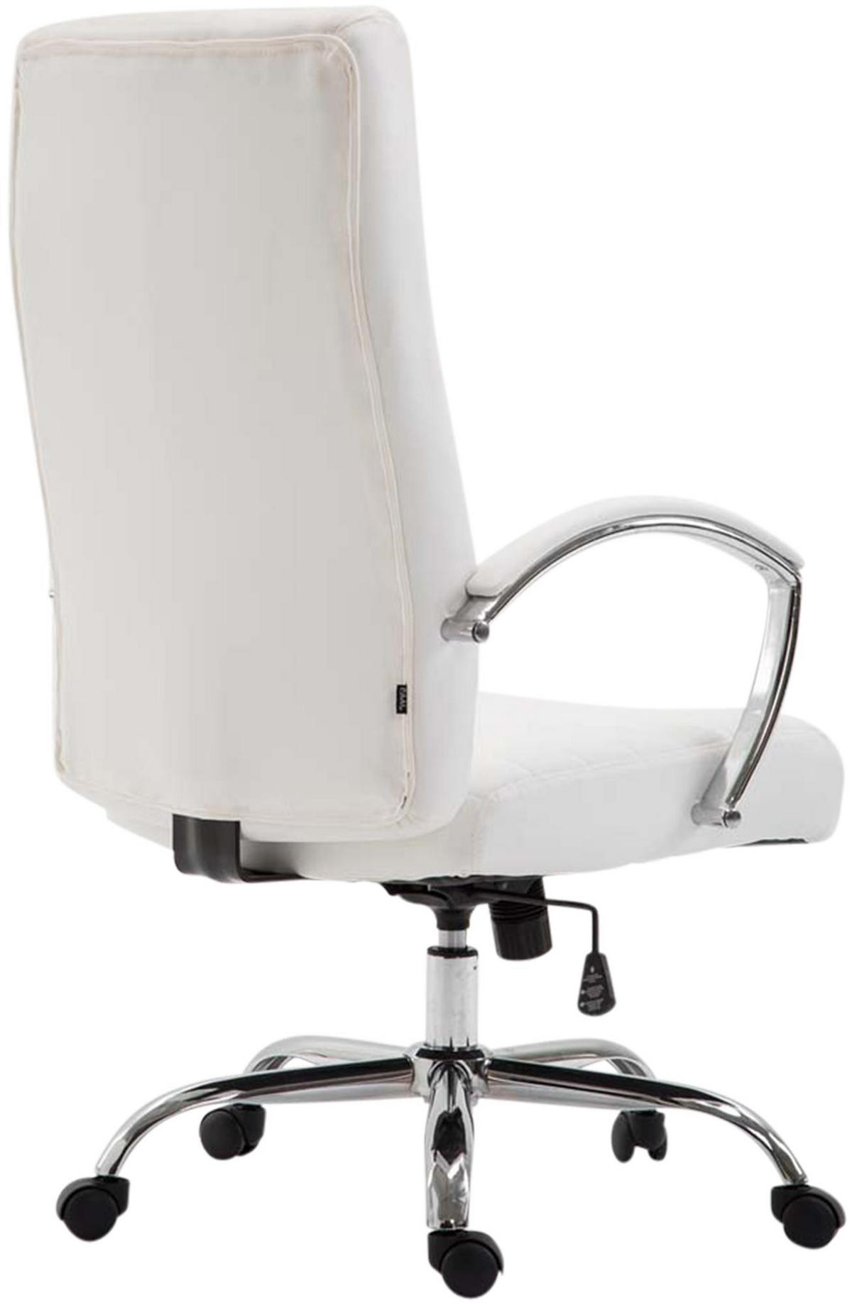 CHEFSESSEL Lederlook Weiß - Chromfarben/Weiß, Textil/Metall (60/110/68cm) - CLP