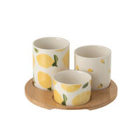 APERITIF-SET ZITRONE - Weiß, Keramik (8/9.5/8cm) - J-Line