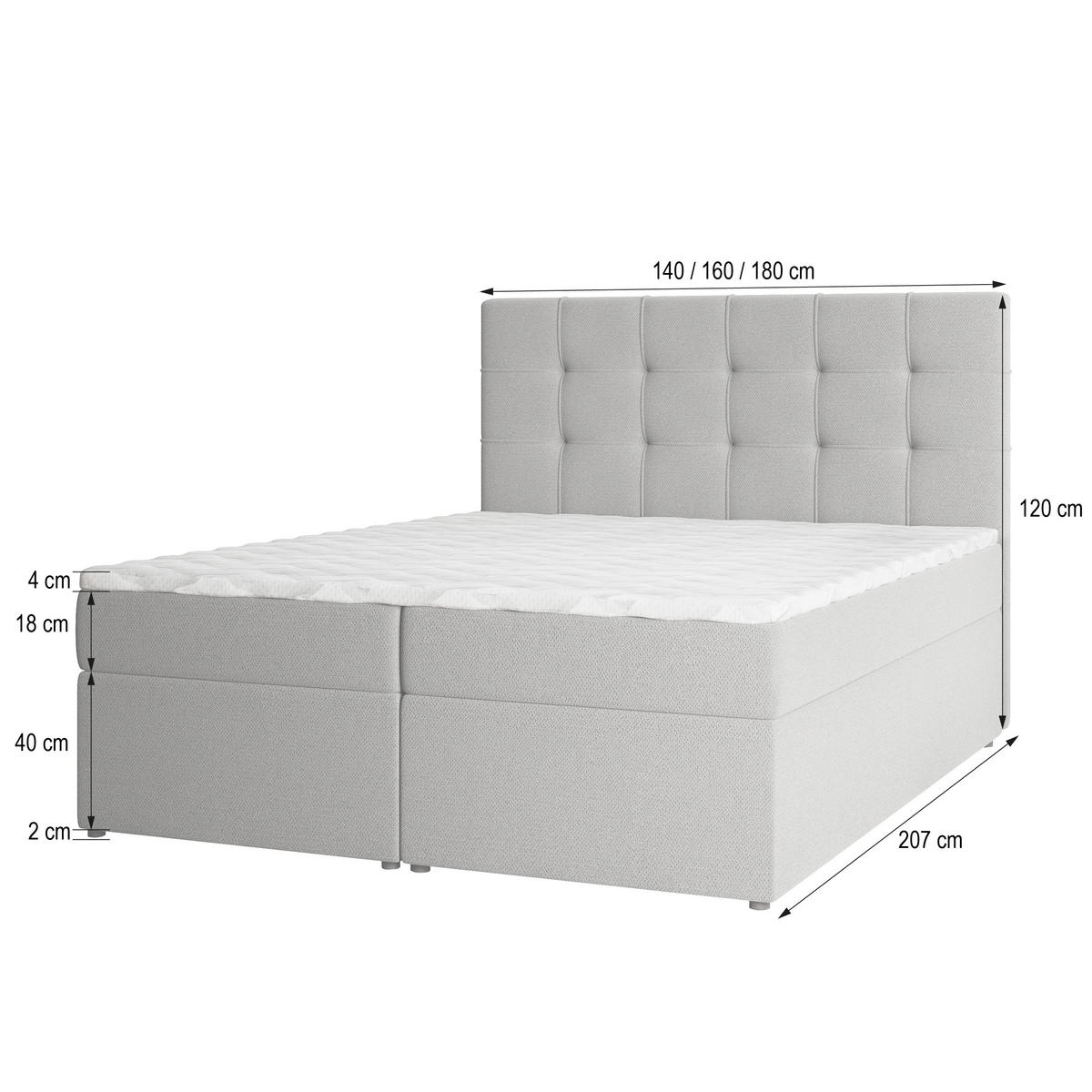 BOXBETT PALMA 140x200 cm mit Matratze und Topper, H2+H3 - Gelb - Gelb, Holz (140/200cm) - MASSENO