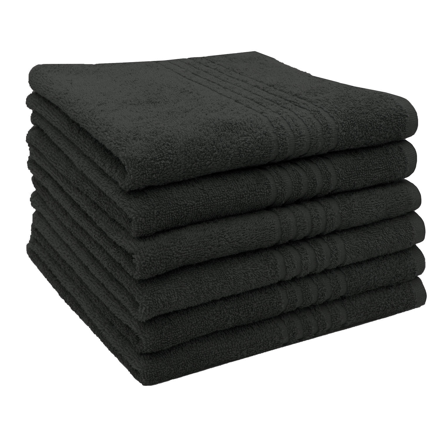 HANDTÜCHER, 6er-Set, 50x70 cm, 100% Baumwolle, Schwarz - Schwarz, Textil (50/70cm) - Zollner