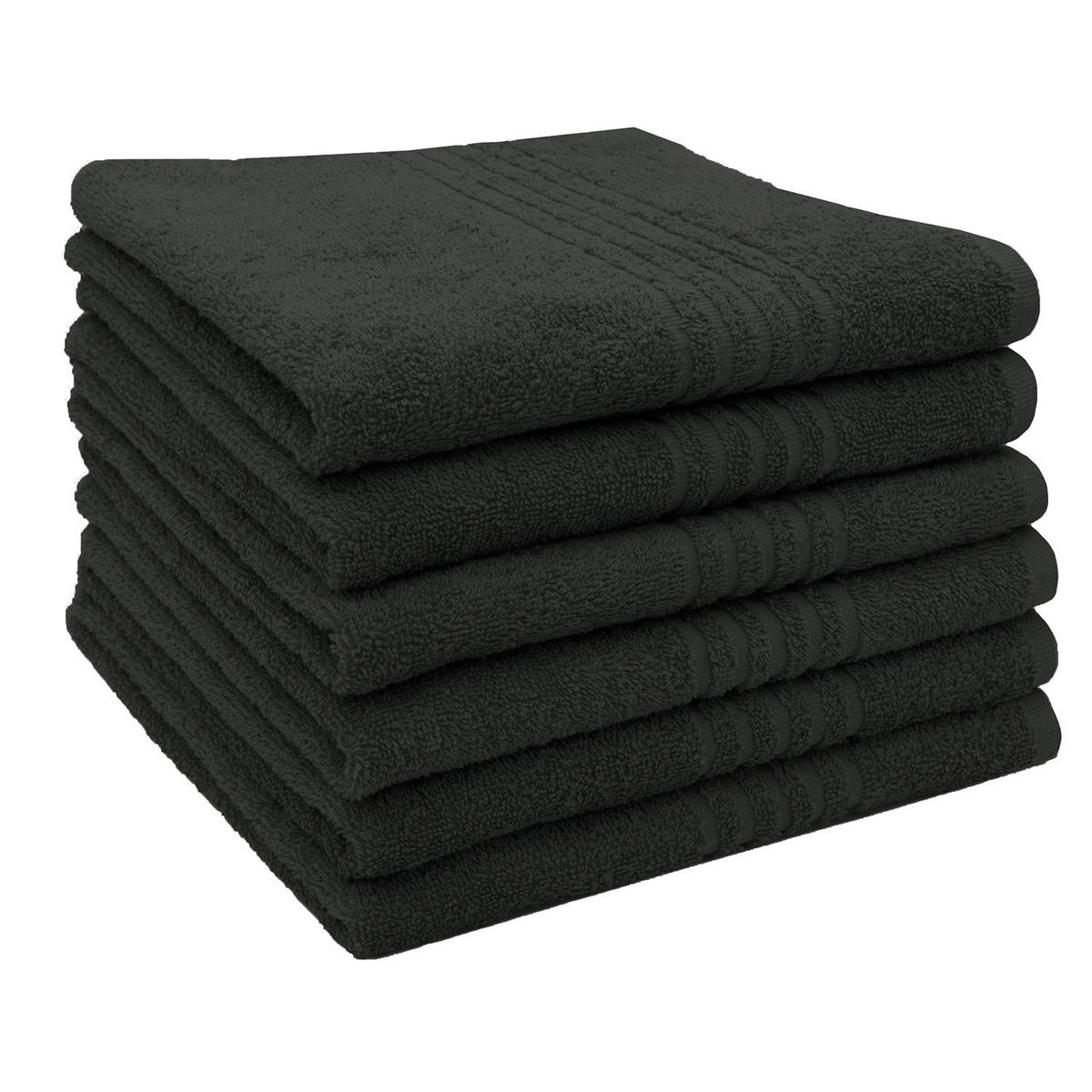 HANDTÜCHER, 6er-Set, 50x70 cm, 100% Baumwolle, Schwarz - Schwarz, Textil (50/70cm) - Zollner