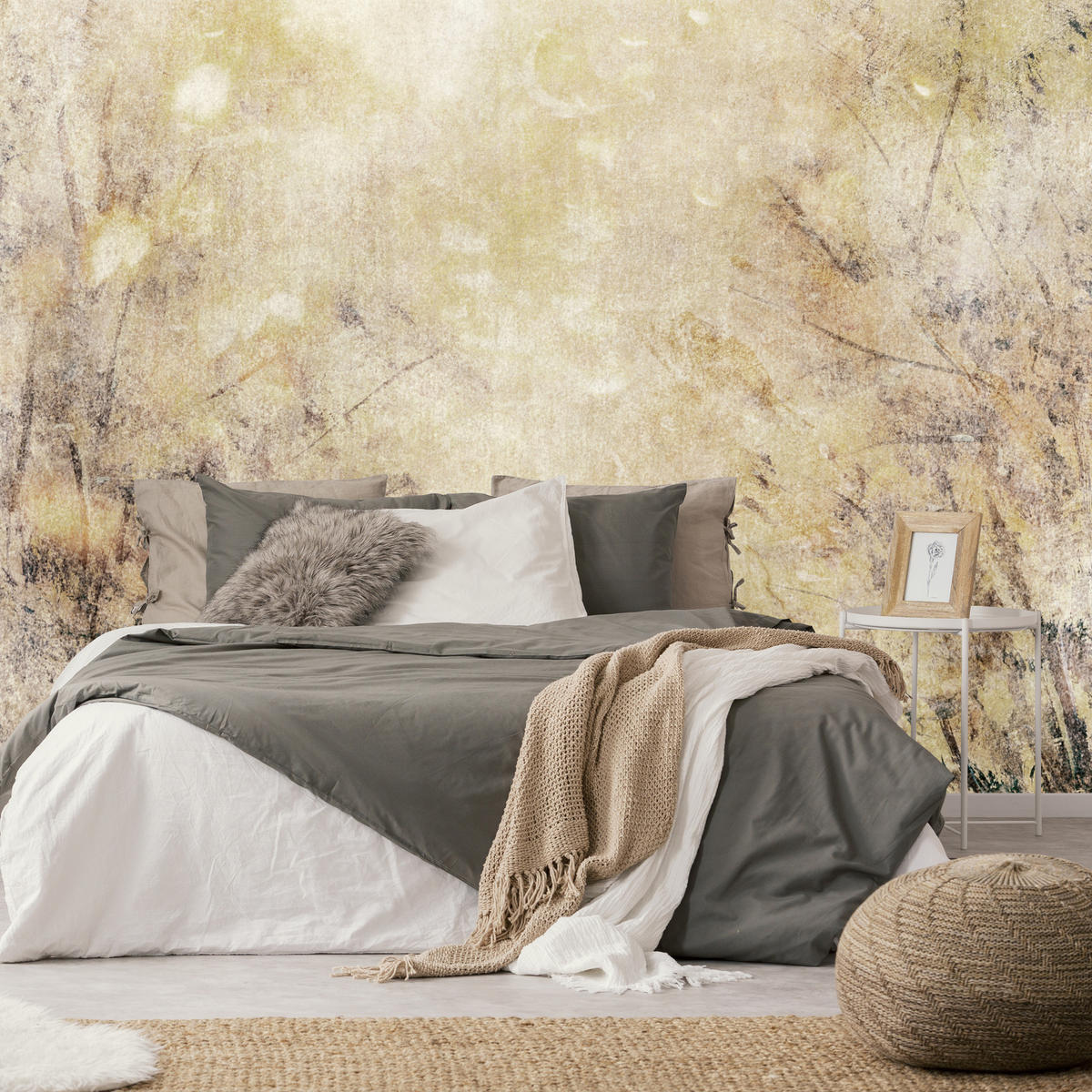 FOTOTAPETE Beton Abstraktion Retro Stil 200x140 - Beige/Braun, Papier (200/140cm) - Muralo