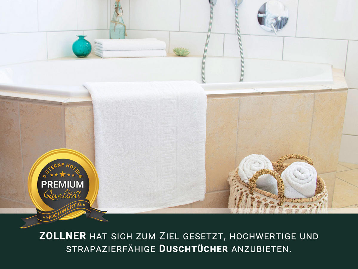 DUSCHTÜCHER, 5er-Set, 70x140 cm, 70% Baumwolle, 30% Polyester, Weiß - Weiß, Textil (70/140cm) - Zollner