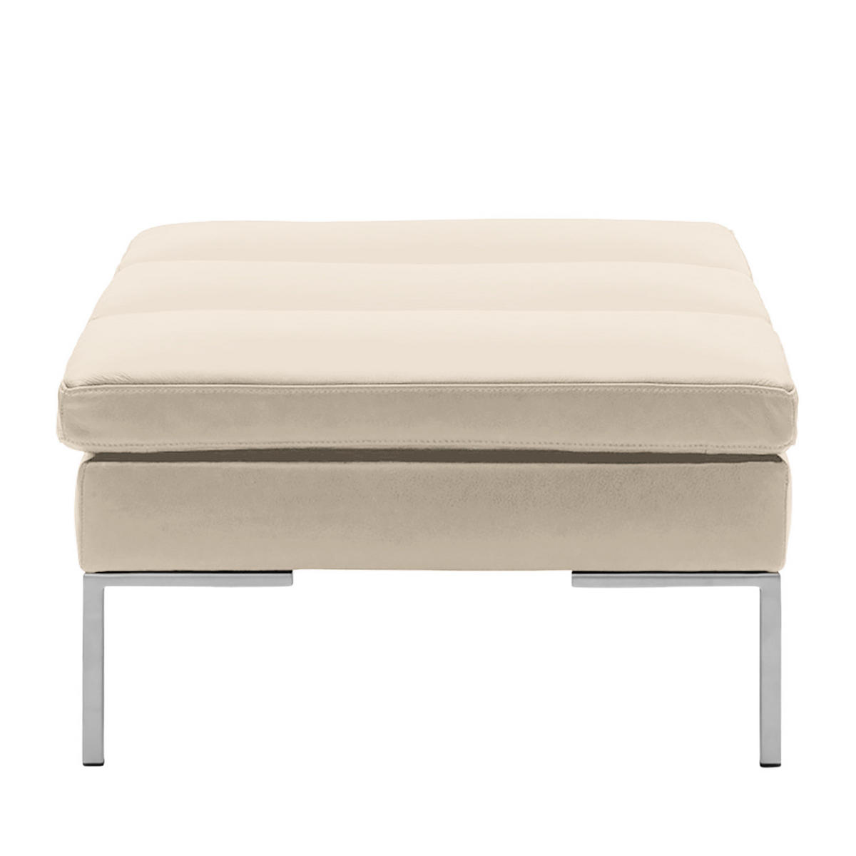 POLSTERHOCKER - Chromfarben/Hellgrau, Leder/Metall (108/40/69cm) - home24