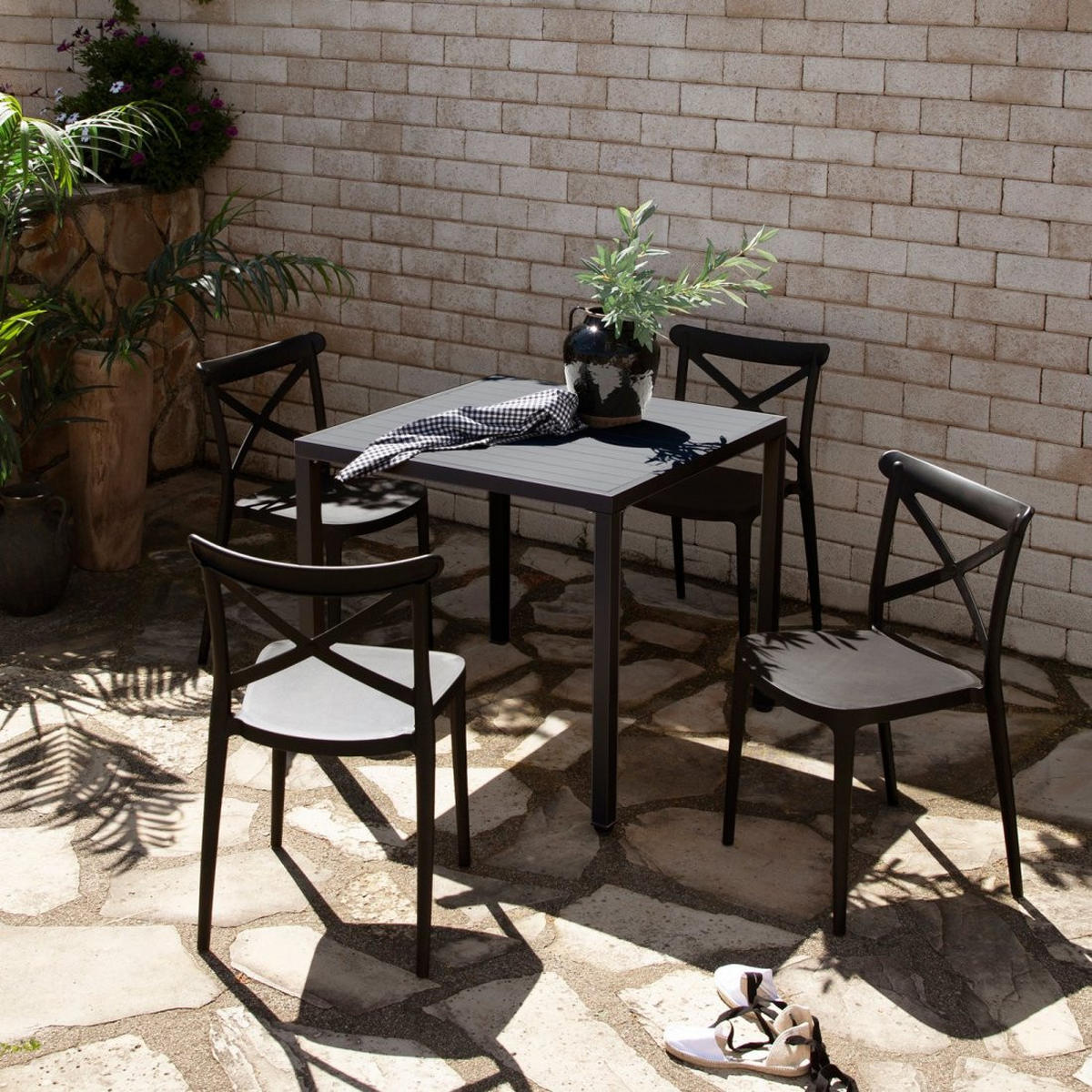 STUHL FÜR DRAUSSEN Birk Grau 48 cm x 81 cm - Grau, Kunststoff (48/81/53cm)