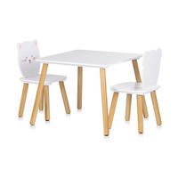 KINDERSITZGRUPPE Tiermotiv weiß 55 x 55 cm, Tischset, 2 Stühle, MDF, Massivholz, Tiermotive, Holz - Weiß, Holzwerkstoff (55/45/55cm) - Chipolino