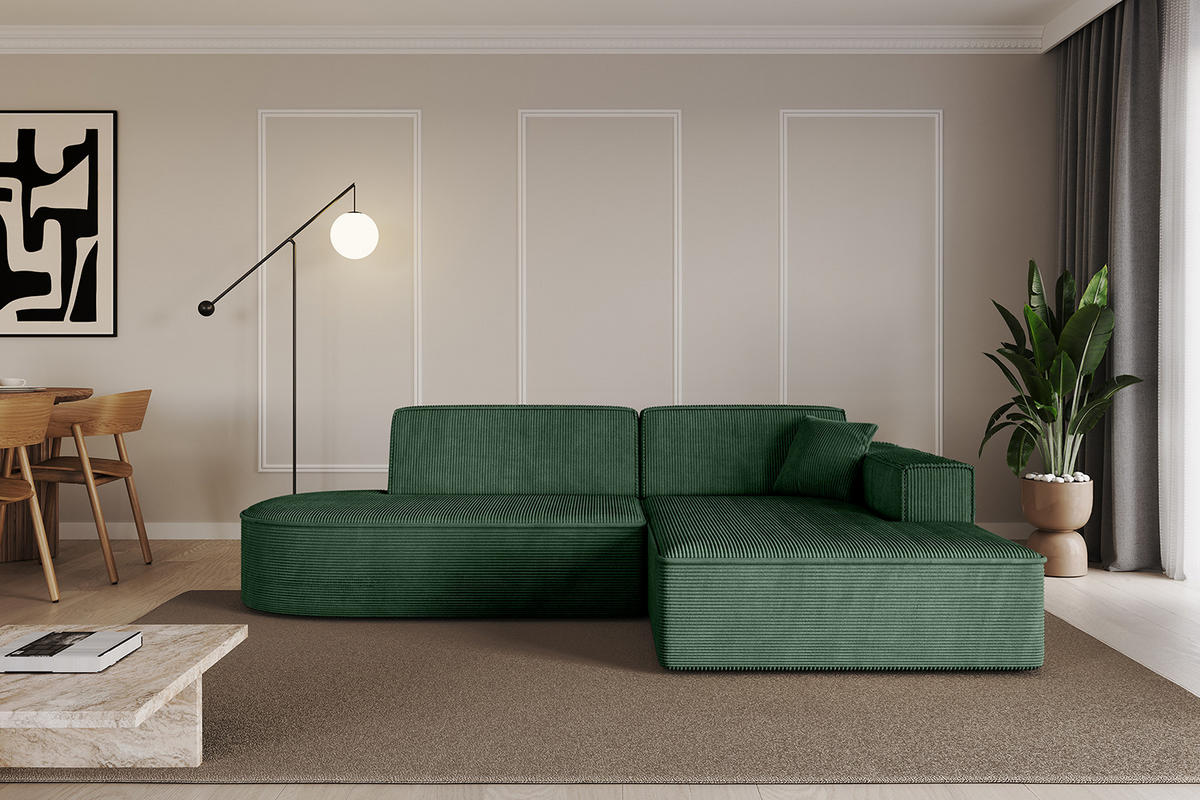 ECKSOFA Ottomane Rechts IREA-L1-v4 - 233x165x72,5 cm Grün - Grün, Holzwerkstoff/Textil (233/165cm) - ALTDECOR