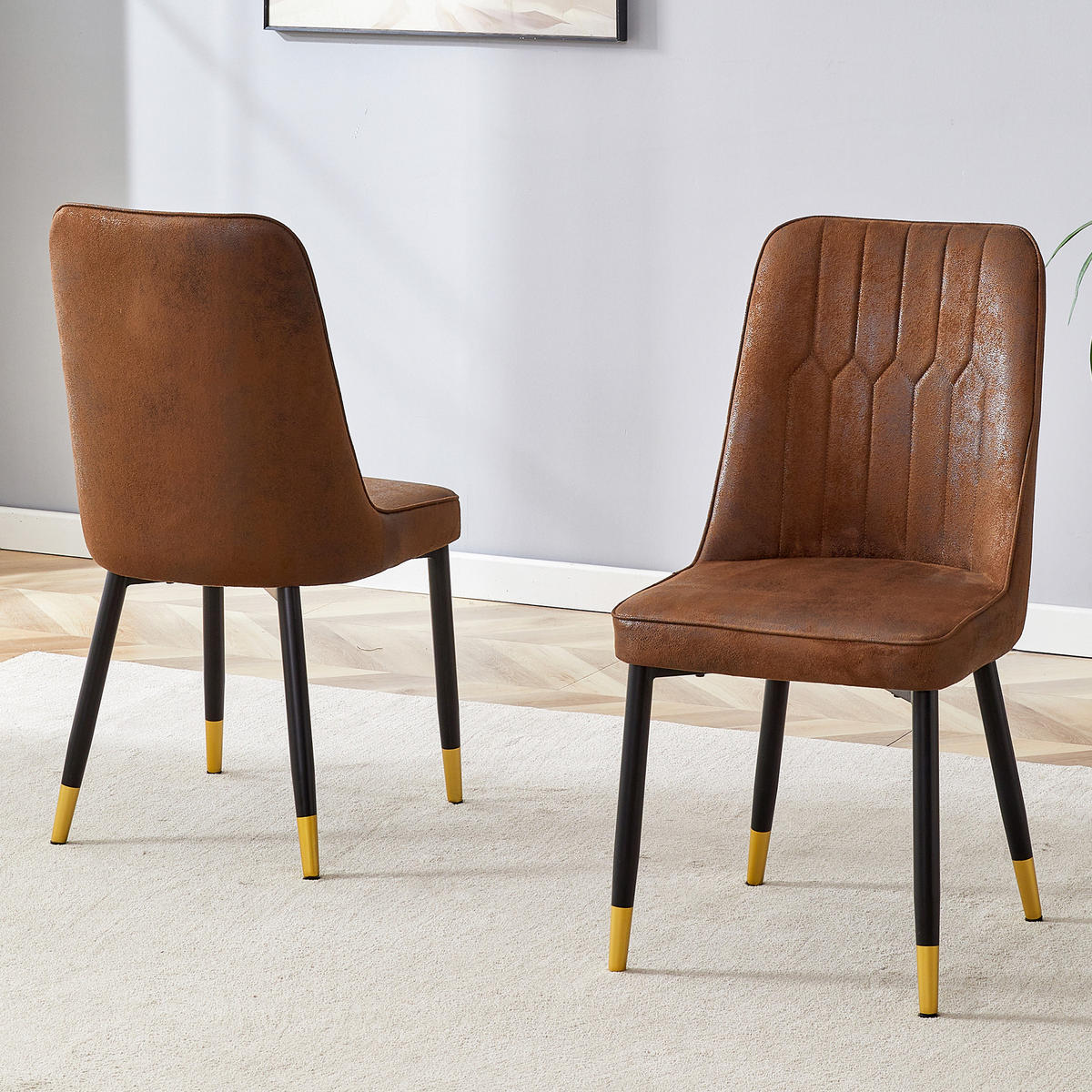 STUHL-SET DE-36511 2 Stück mit Tech-Stoff und Metallbeinen Braun - Braun, Metall (41.5/89/43cm) - ComfortXL