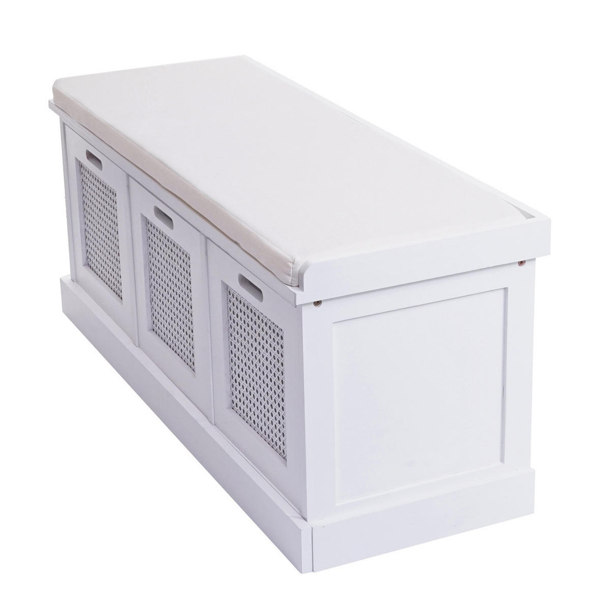 SITZBANK AUFBEWAHRUNGSBOXEN Cremeweiß - Weiß, Holz (110/47/40cm) - MCW