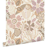 TAPETE Blumenmuster 53 cm x 10.05 m - Lila, Papier (53/1000cm) - ESTAhome