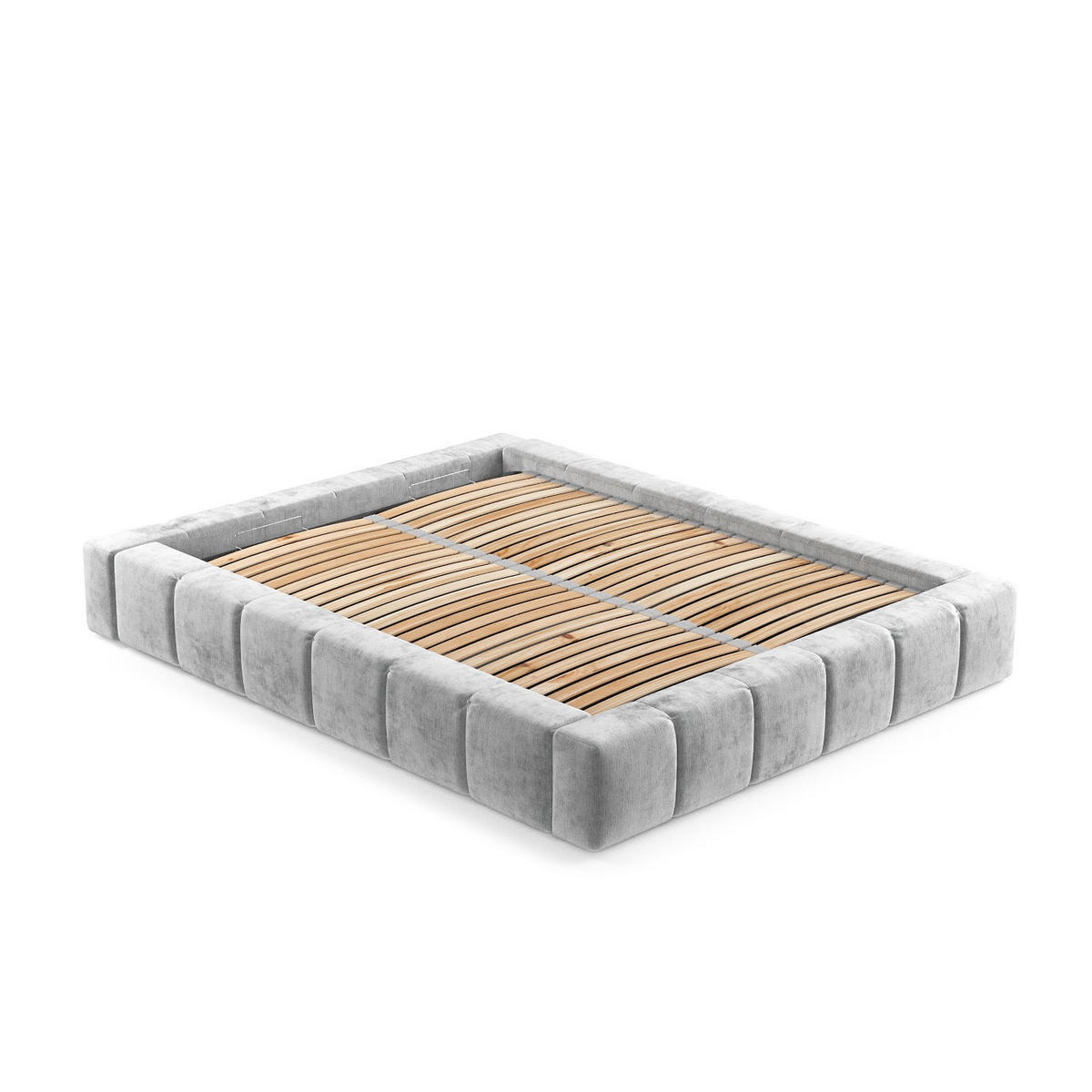POLSTERBETT Aruba Hellgrau 180/200 cm im Chenille-Stoff - Hellgrau/Schwarz, Holz/Holzwerkstoff (180/200cm) - Maison de Reve