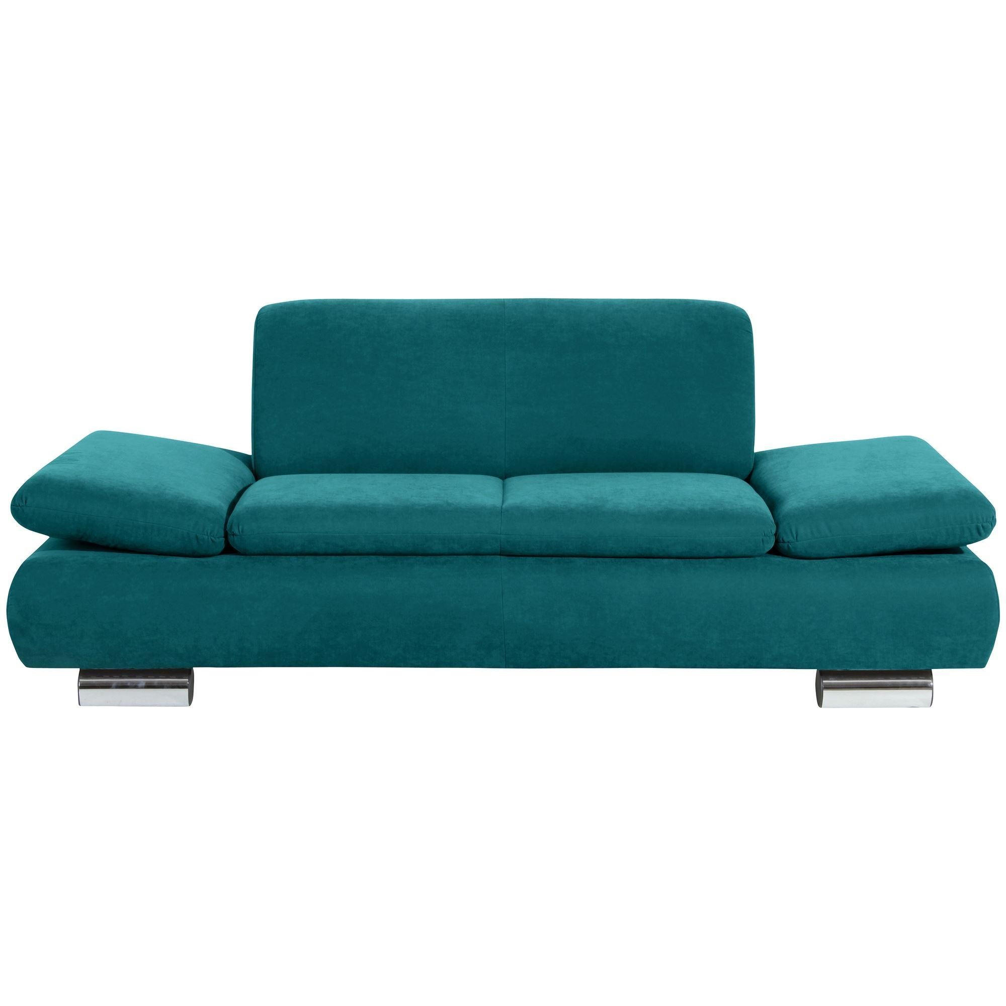 SOFA 2-Sitzer Kaye Bezug Veloursstoff Metallfuß verchromt / petrol - Blau, Kunststoff (190/76/90cm) - 58aufmkessel