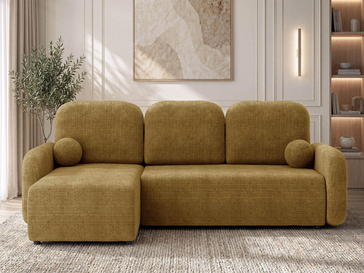 ECKSCHLAFSOFA Gizefa - Schwarz/Braun, Holz/Kunststoff (233/147cm) - MIRJAN24