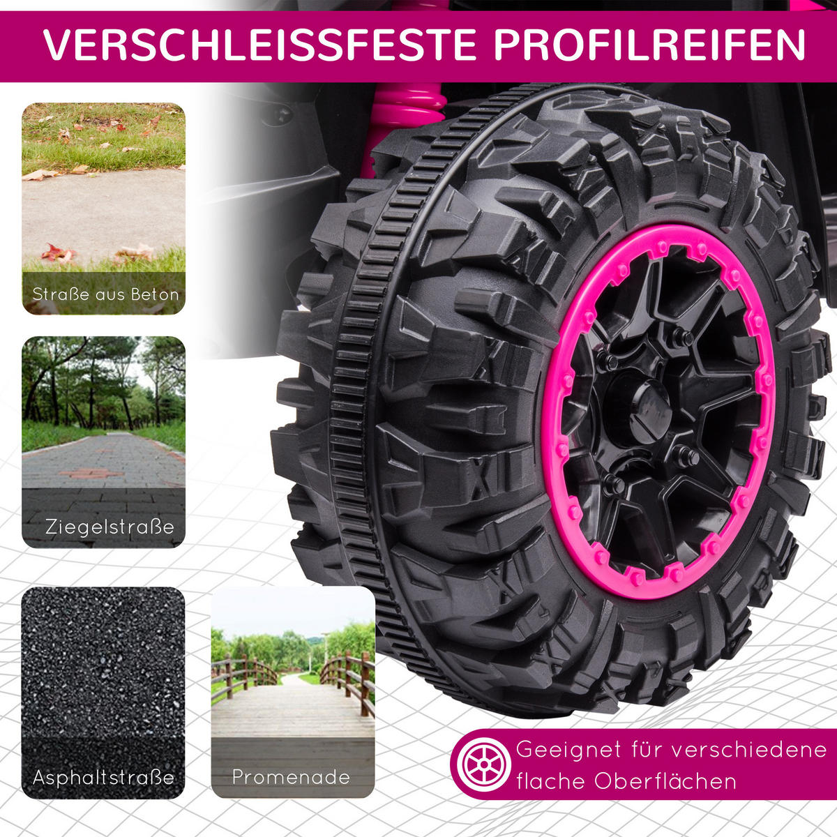 ELEKTRO-QUAD - Schwarz/Rosa, Kunststoff/Metall (83/53/55.5cm) - HOMCOM