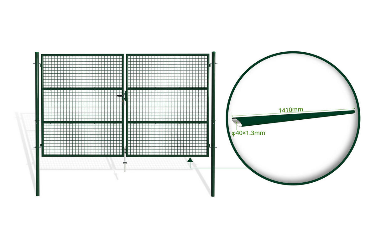 ZAUNTOR Olga Grün 3m H.180cm - Grau, Metall (392/190cm) - Casanoov