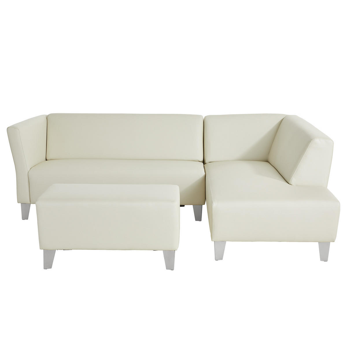 OUTDOOR-ECKSOFA mit Hocker - Creme - Creme, Textil/Metall - home24