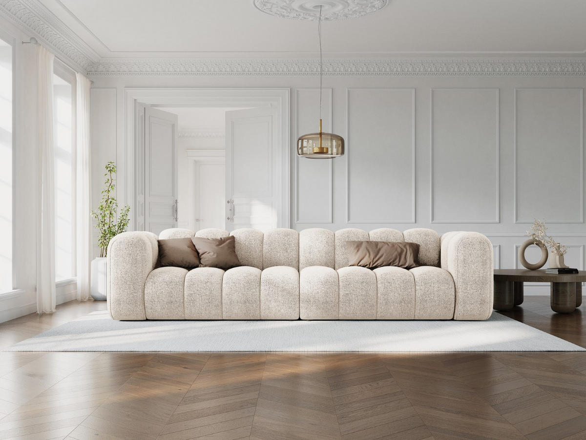 SOFA modular Lupine aus Chenille-Stoff leichtes beige 4 Sitzplätze - Creme, Textil (95/70/290cm) - Micadoni