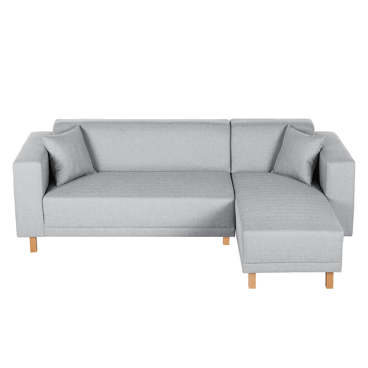 ECKSOFA mit Longchair - Webstoff - Silberfarben, Textil (240/140cm) - home24