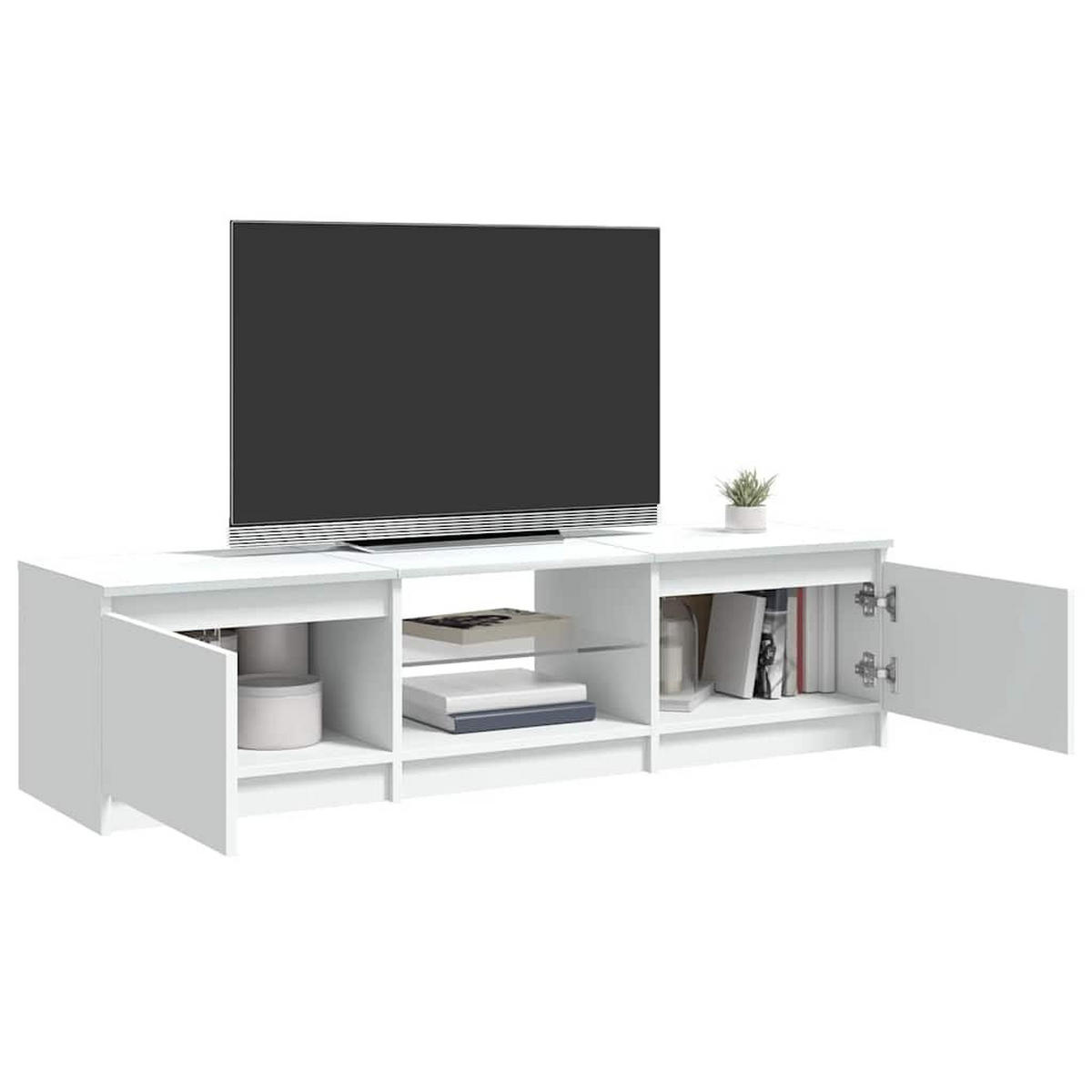 TV-SCHRANK Mit Led-Leuchten Weiss 140/40/36 Cm - Weiß, Holzwerkstoff (40/36/140cm) - vidaXL