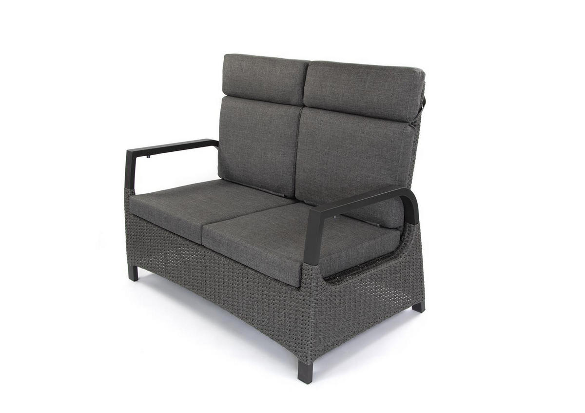 LOUNGE-SET Orlando Grau, Aluminium/Polyrattan, für 4 Personen, Tisch 130/80/68 cm - Grau, Naturmaterialien - bellavista - Home & Garden