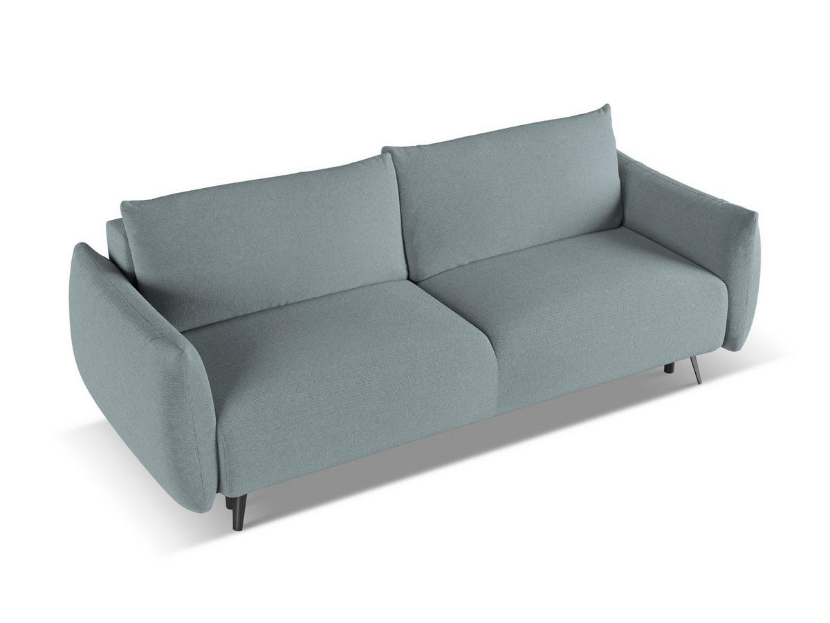 3-SITZER SOFA mit Schlaffunktion Chenille Stoff Blau - Blau/Blaugrau, Textil/Metall (230/86/105cm) - Makamii