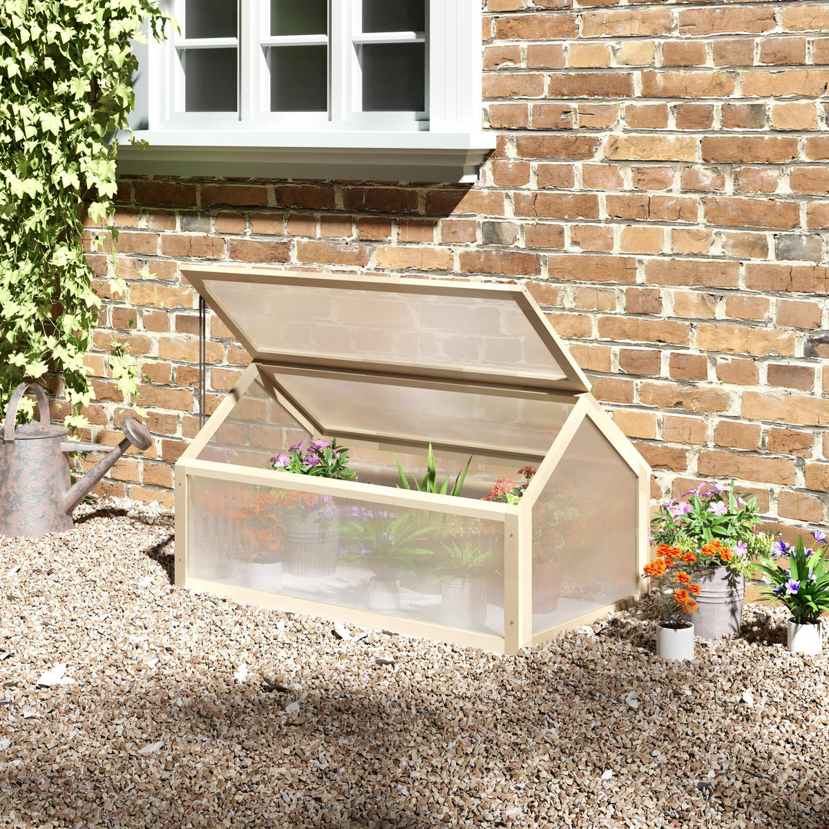 FRÜHBEET aus Holz 90 x 52 x 49,5 cm - Naturfarben, Holz (52/49.5/90cm) - Outsunny