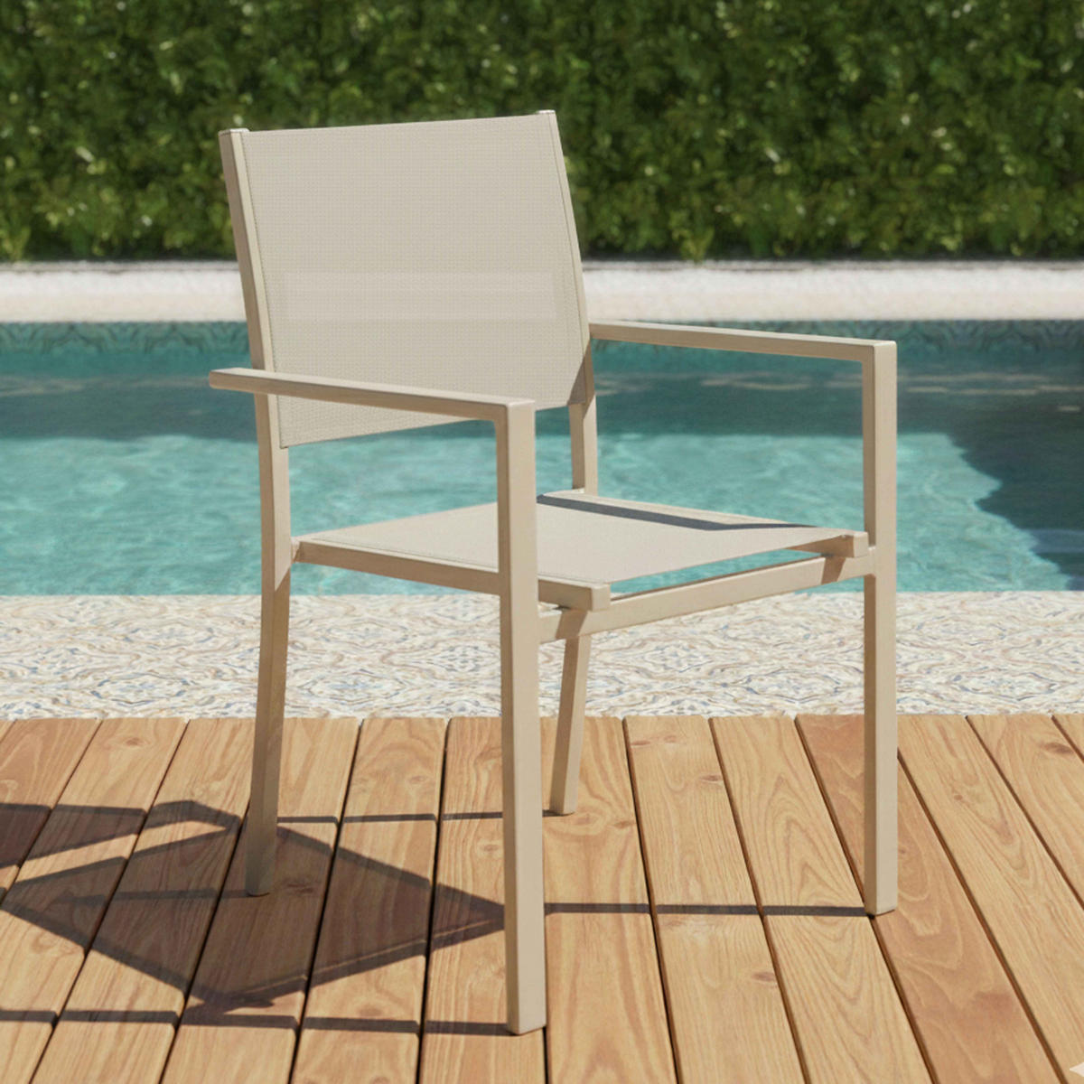 GARTENSESSEL, Cremefarbe - Beige, Metall (48/87/60cm) - Oviala