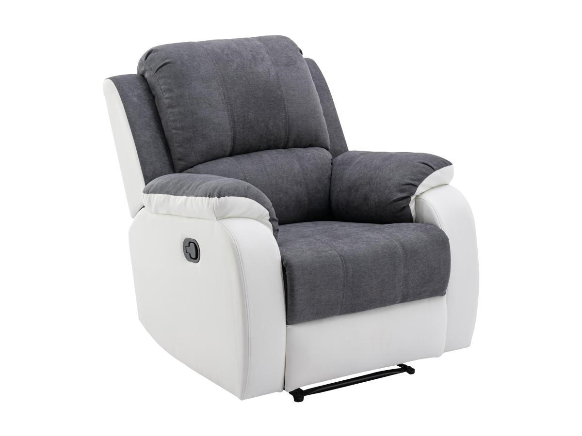 RELAXSESSEL - Microfaser & Kunstleder - Grau & Weiß - BRODY - Grau, Textil (98/99/87cm) - Vente-Unique