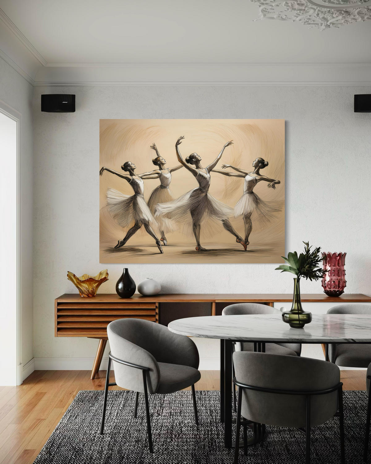 WANDBILD ballerinas tanzen vintage - Beige, Textil (60/40cm) - Feeby