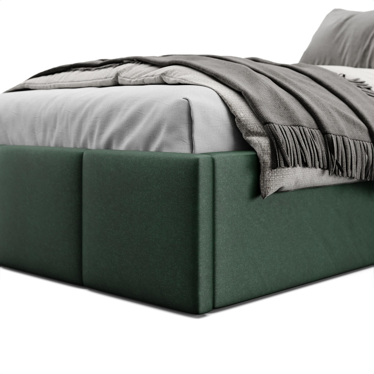 POLSTERBETT für Schlafzimmer Bett mit Stauraum Flaschengrün 90x200cm - Dunkelgrün, Holzwerkstoff/Textil (90/200cm) - Muralo