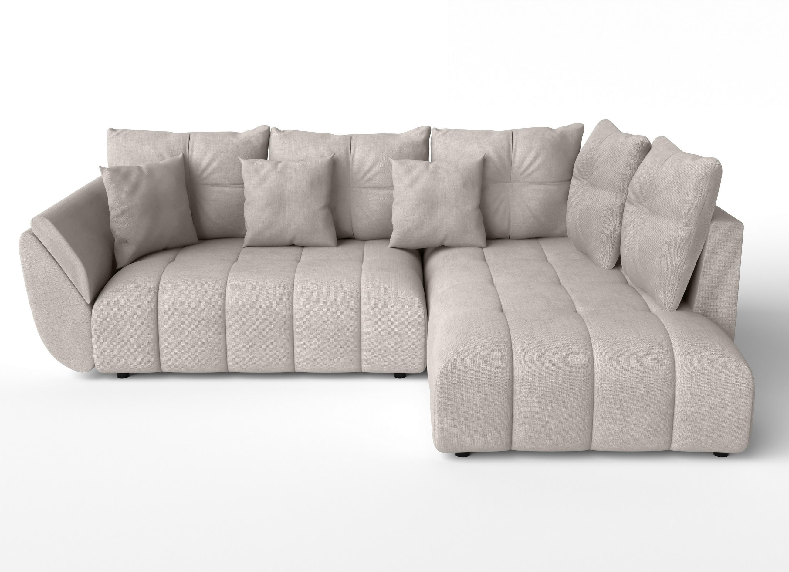 ECKSOFA L Form Kayseri Beige 266/190/86 cm – mit Bettkasten - Beige/Schwarz, Kunststoff/Textil (266/190cm) - AX Living