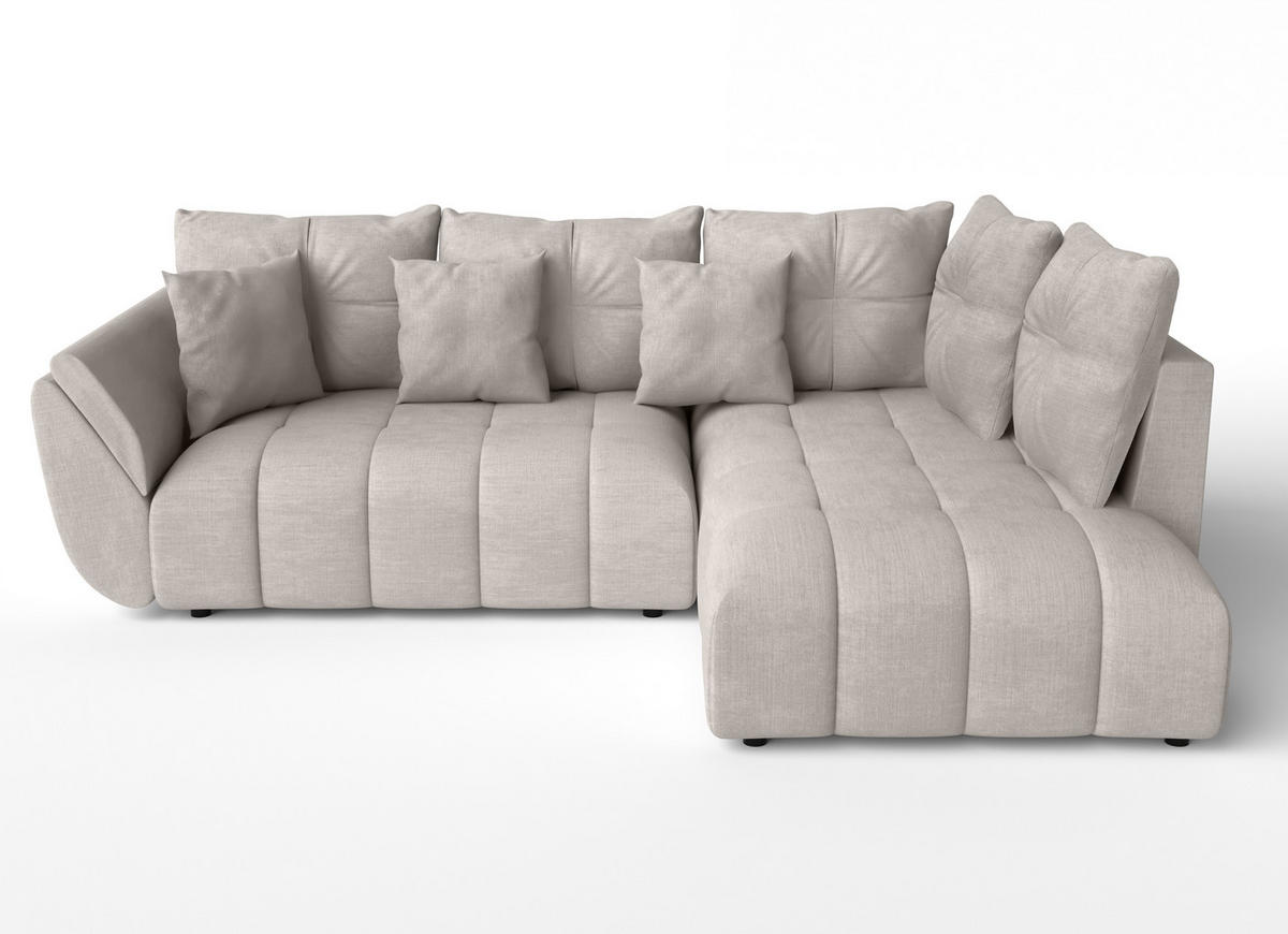 ECKSOFA L Form Kayseri Beige 266/190/86 cm – mit Bettkasten - Beige/Schwarz, Kunststoff/Textil (266/190cm) - AX Living