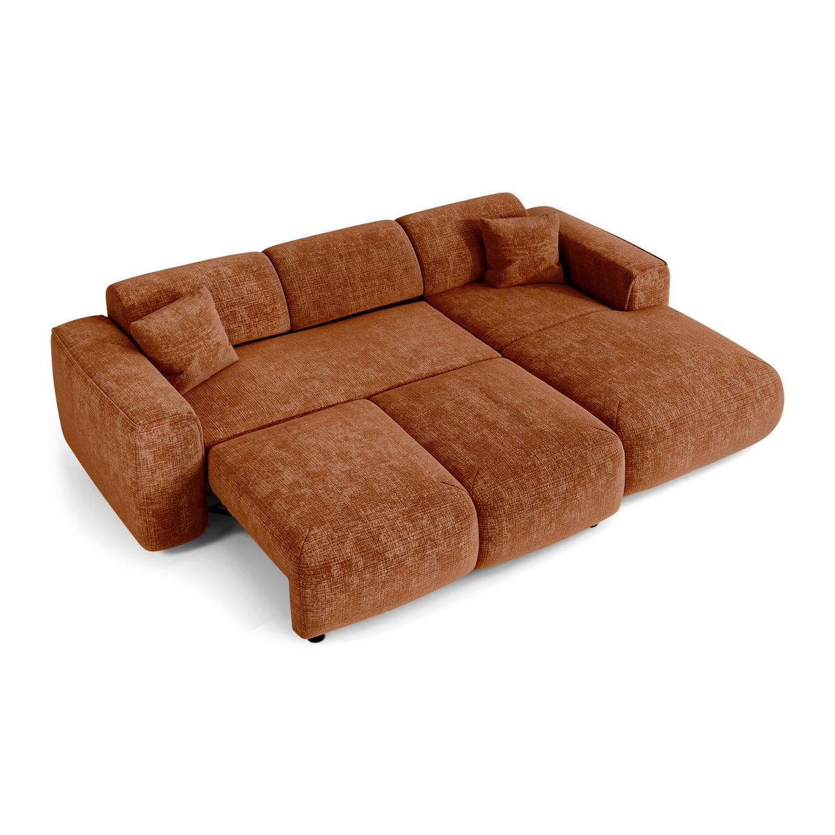 ECKSCHLAFSOFA Geprägter Samt Terracotta 283cm - Dunkelorange/Terracotta, Textil (283/180cm) - Sia Home