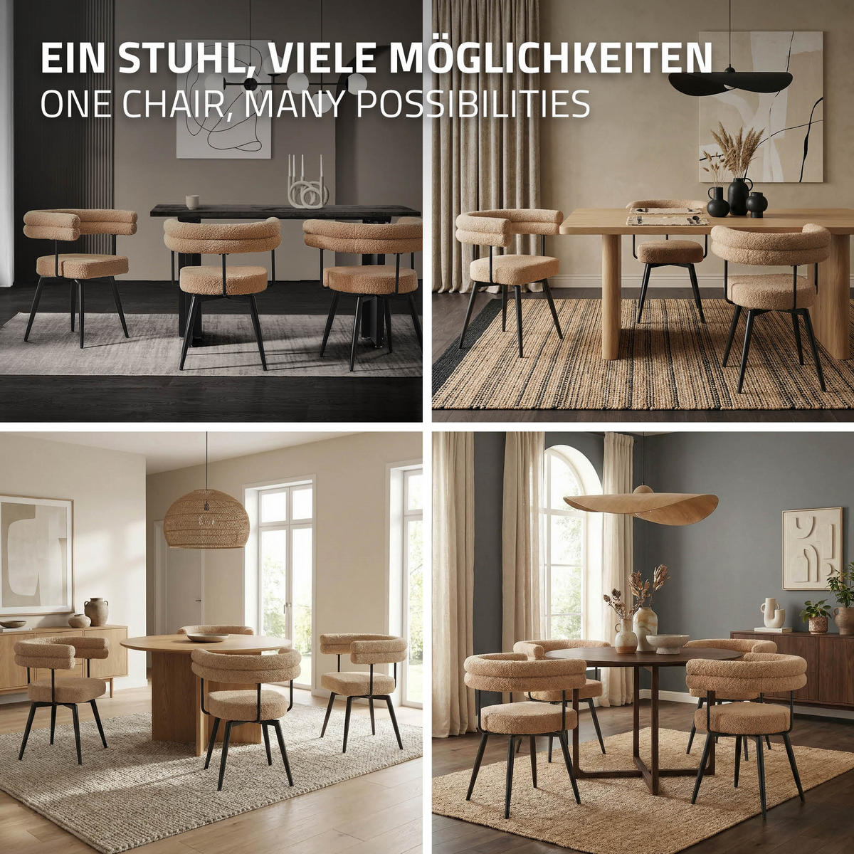 ML-DESIGN ESSZIMMERSTÜHLE drehbar 4er Set Braun Teddy-Stoff jetzt nur ...