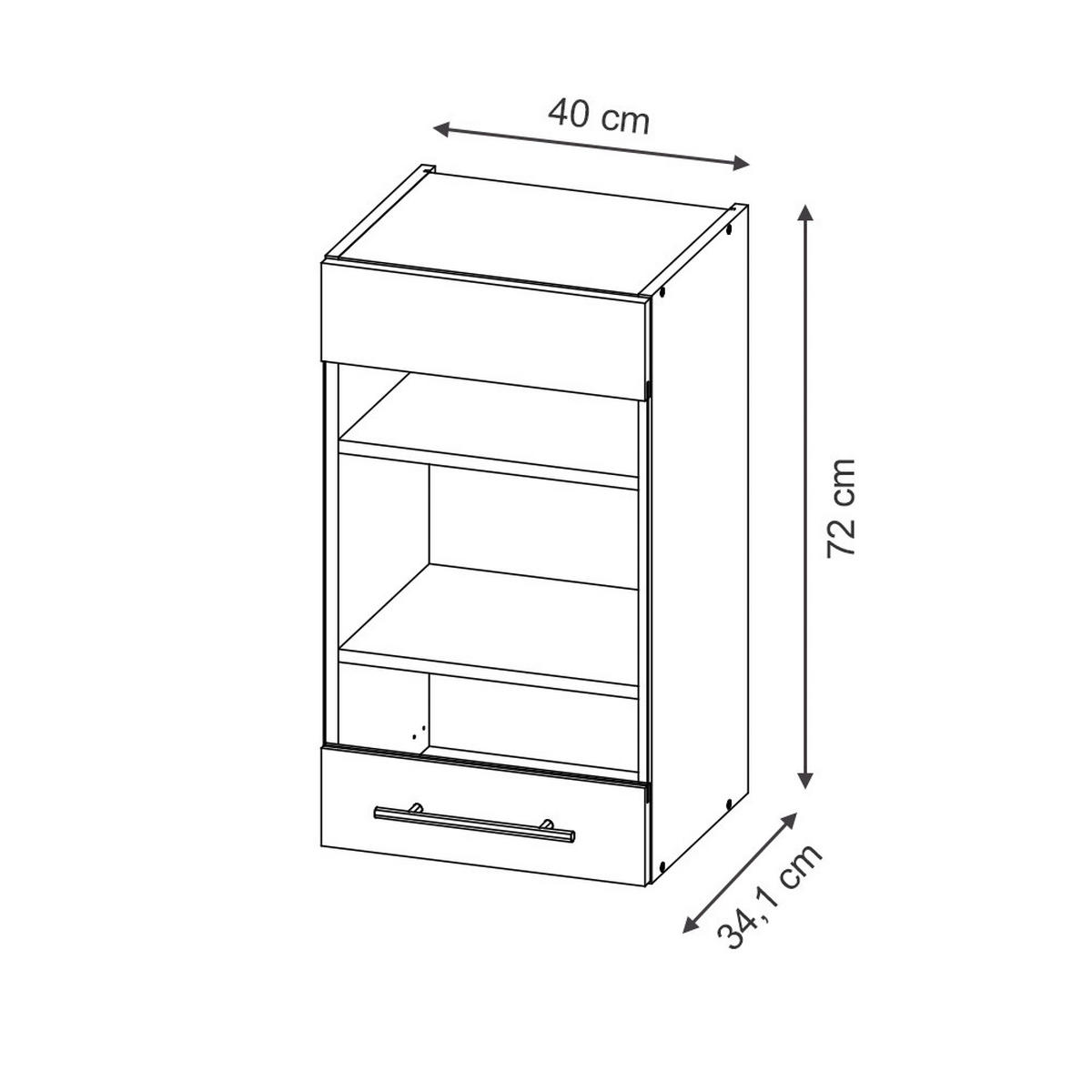 SKLENĚNÁ KUCHYŇSKÁ SKŘÍŇKA Fame-Line Tmavě šedá - medově dubová/tmavě šedá, kompozitní dřevo (40/72/34.1cm) - Vicco