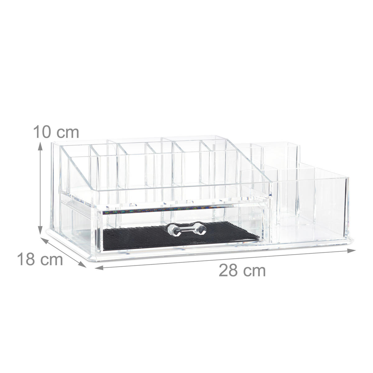 MAKEUP Organizer - Transparent, Kunststoff (28/10/18cm) - Relaxdays