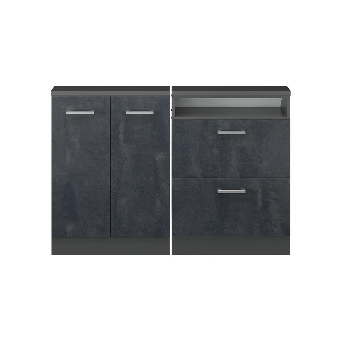 KUCHYŇSKÁ SKŘÍŇKA POD ŠIKMOU STŘECHU R-Line Černý beton/antracit - černá/antracitová, kompozitní dřevo (120/81.6/46cm) - Vicco