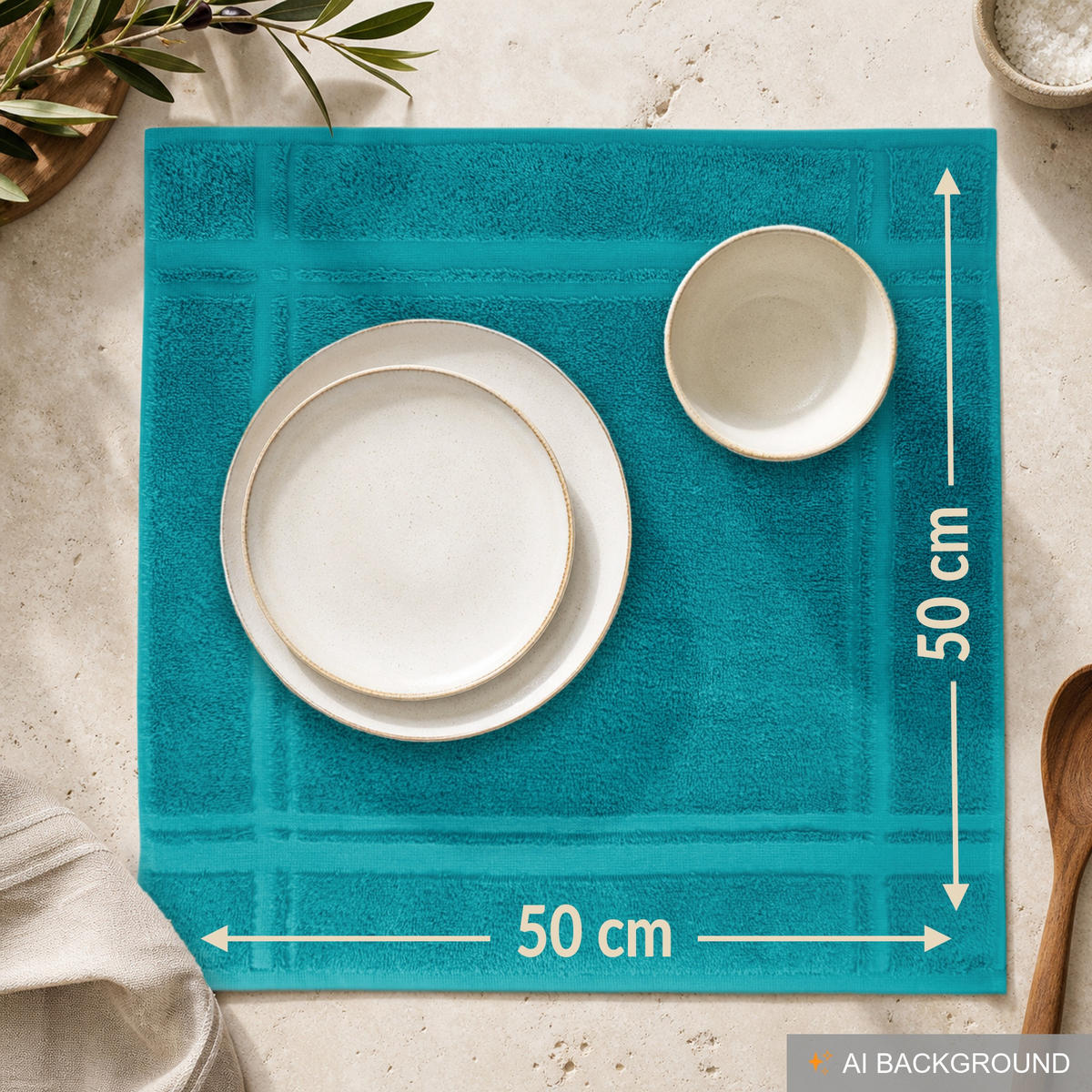 FROTTEE Küchenhandtücher 50x50 cm, 4er Set, Nautic Grün - Smaragdgrün, Textil (50/50cm) - Lashuma