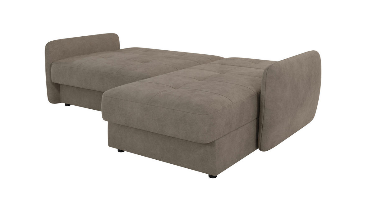 ECKSOFA Lupo Dunkelbeige Mikrofaser - Beige/Schwarz, Holz/Kunststoff (232/147cm) - S-Style Möbel