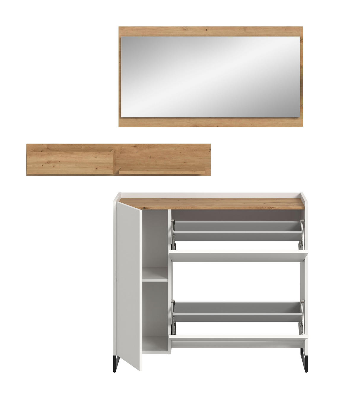 GARDEROBE Flow3-tlg. (B/H/T: ca. 140/192/32 cm) in Weiß/weiß - Weiß, Holzwerkstoff (140/192/32cm) - Homes & Jones