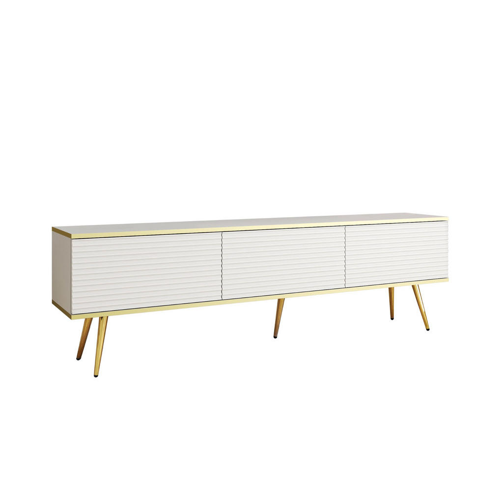Thumbnail - Meble Lindner Tv-Schrank, Weiß, Holzwerkstoff, 3 Fächer, Rechteckig, 175x53x32 cm, Wohnzimmer, Wohnwände, Lowboards, Low...