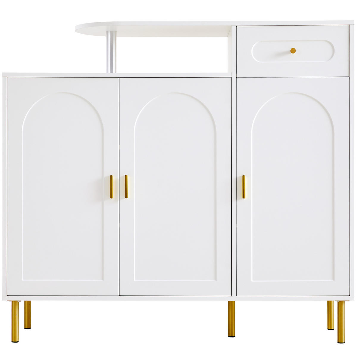 KOMMODEN-SIDEBOARD 120/35/92 cm mit 3 Türen & Schublade in Weiß - Weiß, Holzwerkstoff (120/92/35cm) - BEAOK