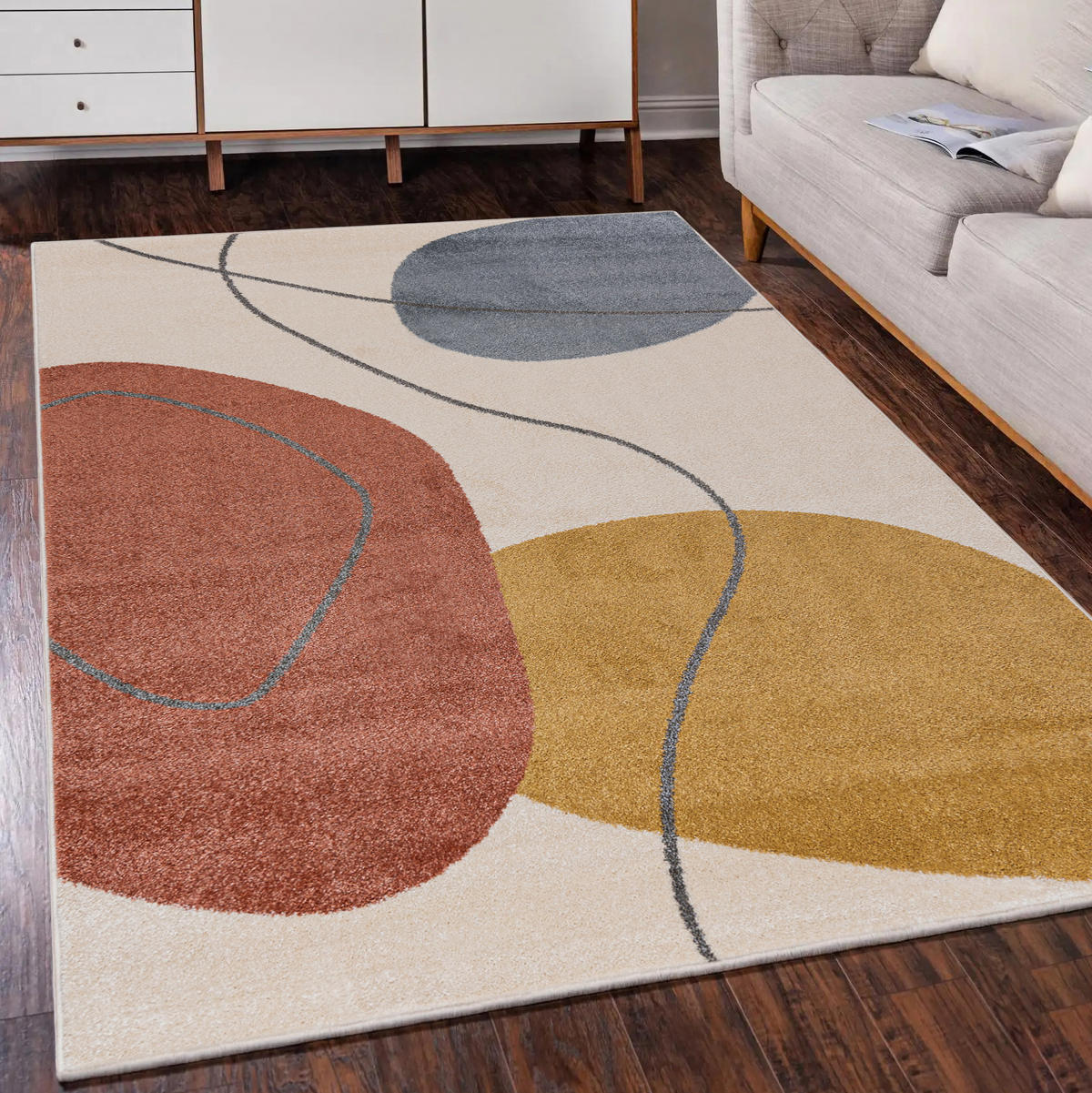 TEPPICH Beige Geometrisch In-Outdoor Pflanzlich Kurzflor Rechteckig 180 x 250 cm - Rotbraun/Beige, Textil (180/250cm) - Mazovia