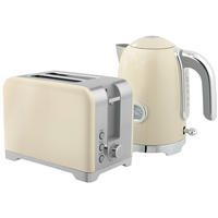 WASSERKOCHER 2-tlg 1,7L Wasserkocher-Toaster-Set Creme 2200W Retro 7-Bräunungsstufen - Weiß, Kunststoff (16/24.4/23.5cm) - Raelunyi