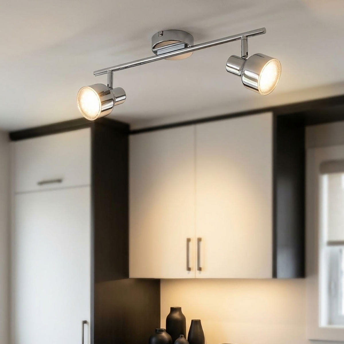 LED DECKENLEUCHTE Rois Silber Chrom - Silberfarben, Metall (38/8/1cm) - Globo Lighting