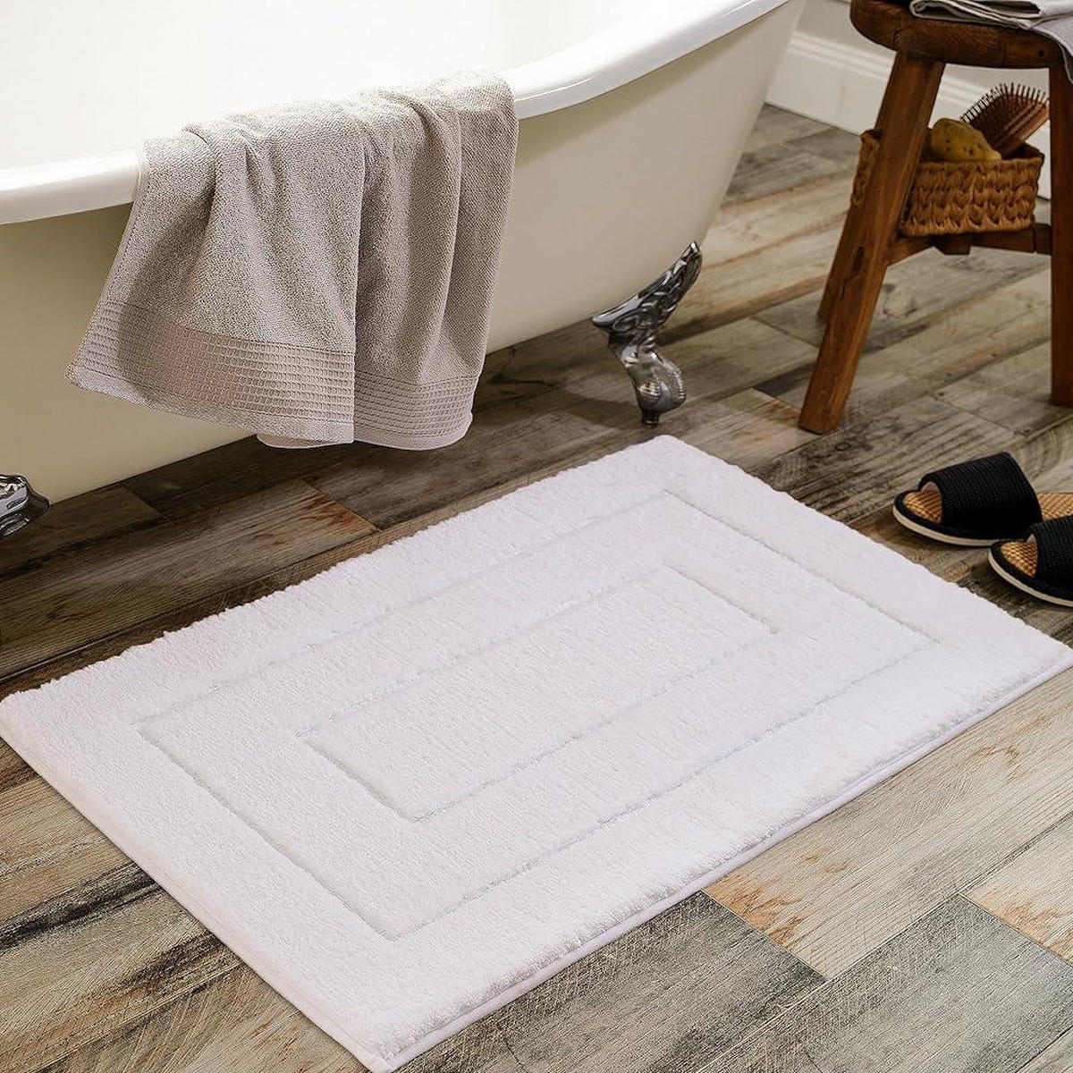 BADEMATTE - 40*60cm - Weiß - Weiß, Textil (40/60cm)