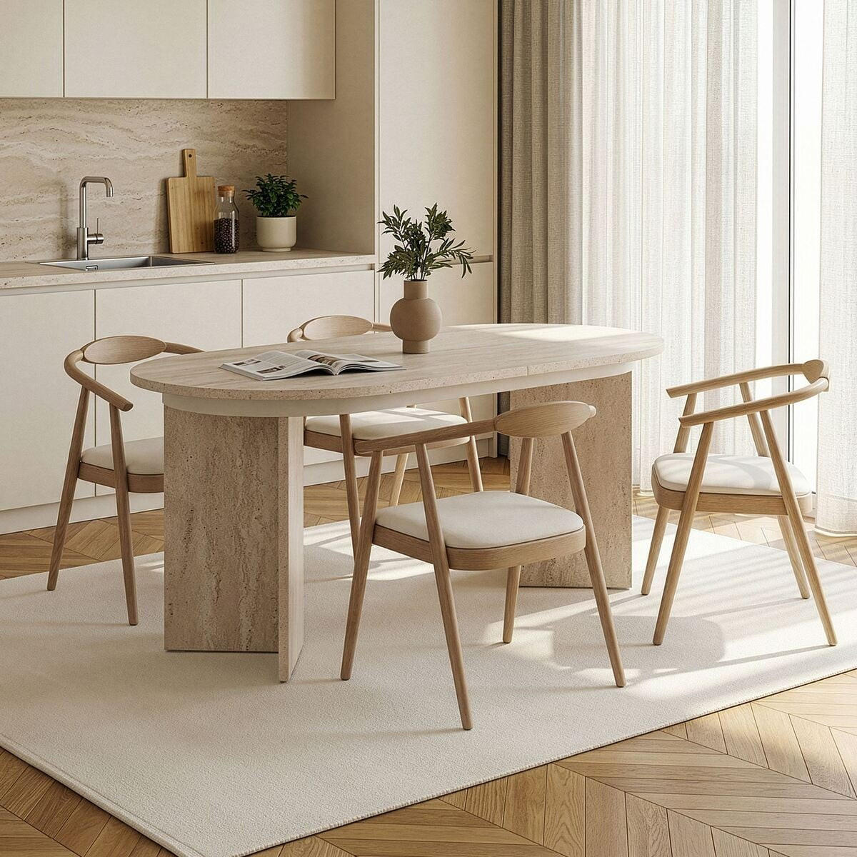 ESSTISCH ausziehbar LOU für 6-8 Personen 160-200/90/75 cm - Beige, Holzwerkstoff (95/90/75cm) - Calicosy