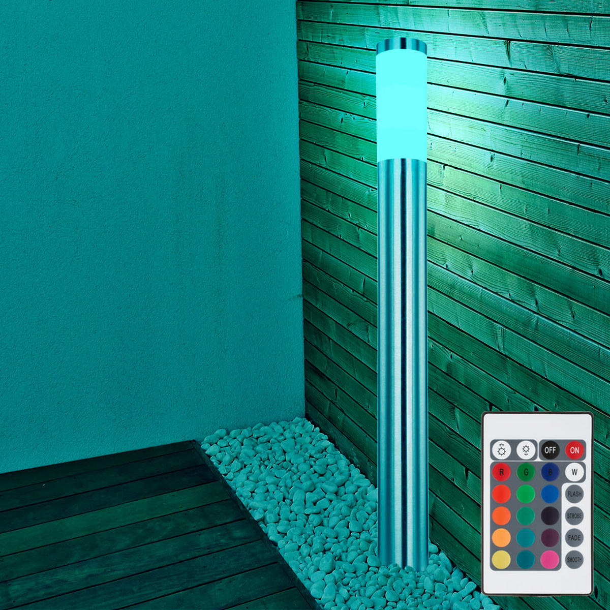 LED WEGELEUCHTE Edelstahl Silber 4er Set - Silberfarben, Metall (11/80/80cm) - Globo Lighting