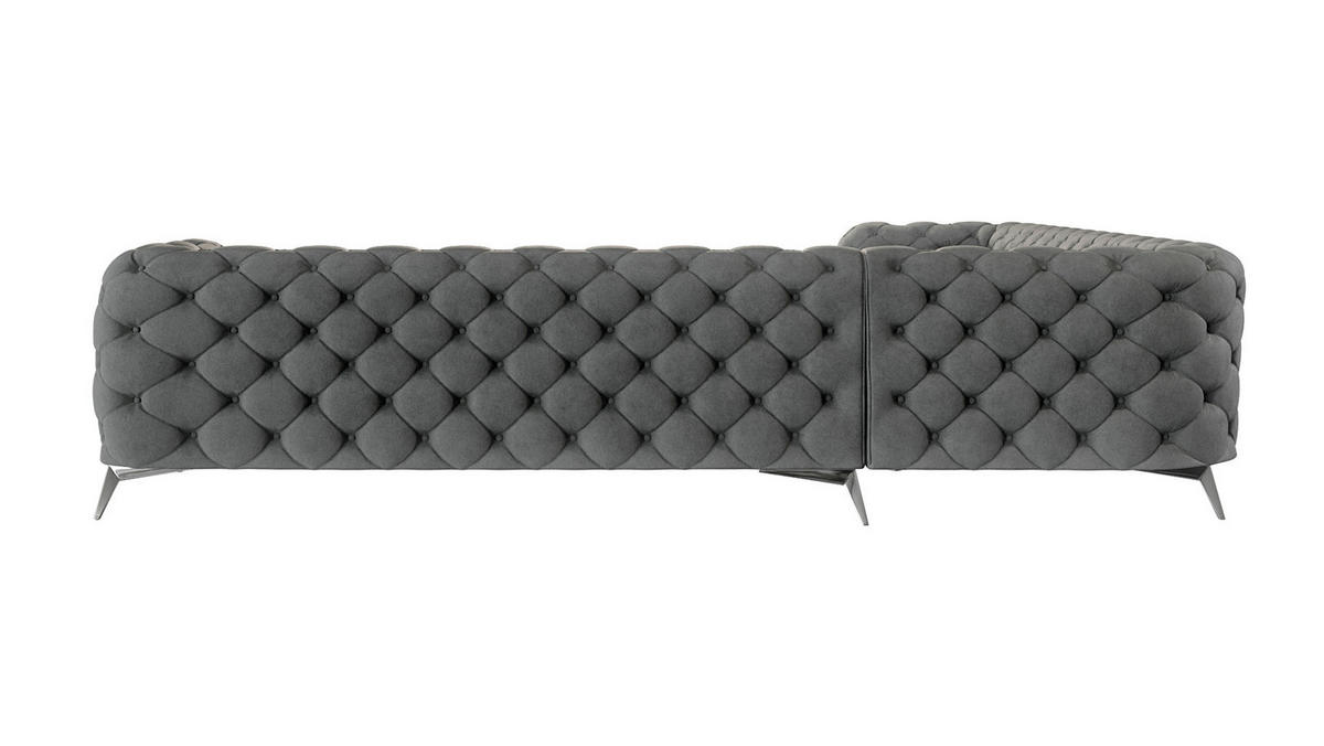 ECKSOFA Chesterfield Laura Grau Samt - Silberfarben/Grau, Holz/Textil (323/323cm) - S-Style Möbel