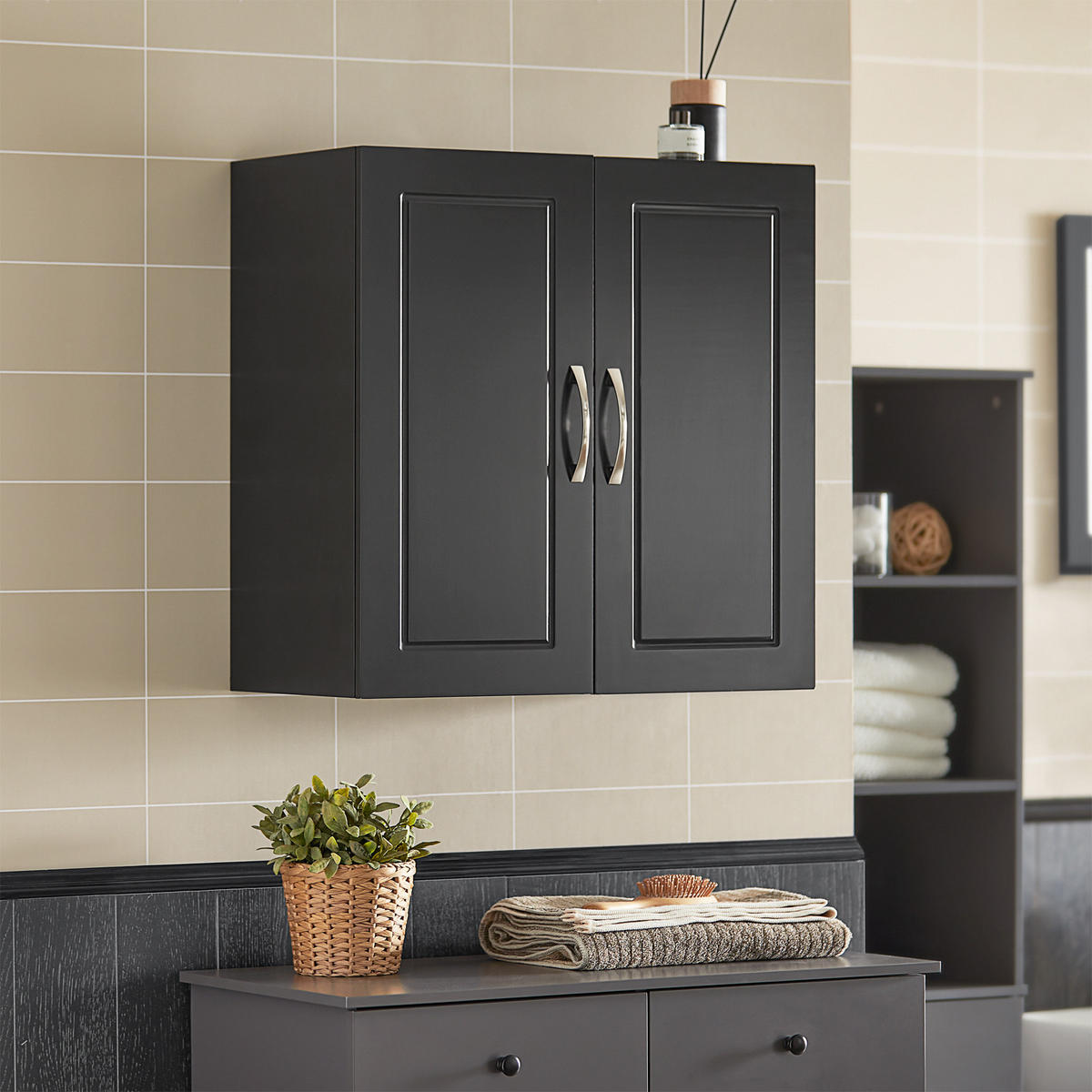 HÄNGESCHRANK Schwarz - Schwarz, Holzwerkstoff (60/60/30cm) - SoBuy